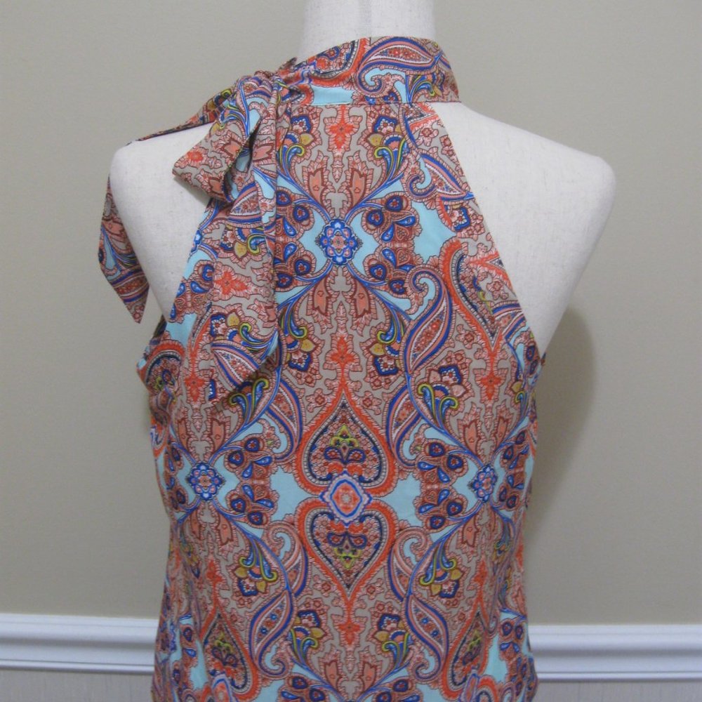 ***SOLD*** Collared Halter Tunic Top sz S Colorful Boho Paisley Print - Picture 8 of 12